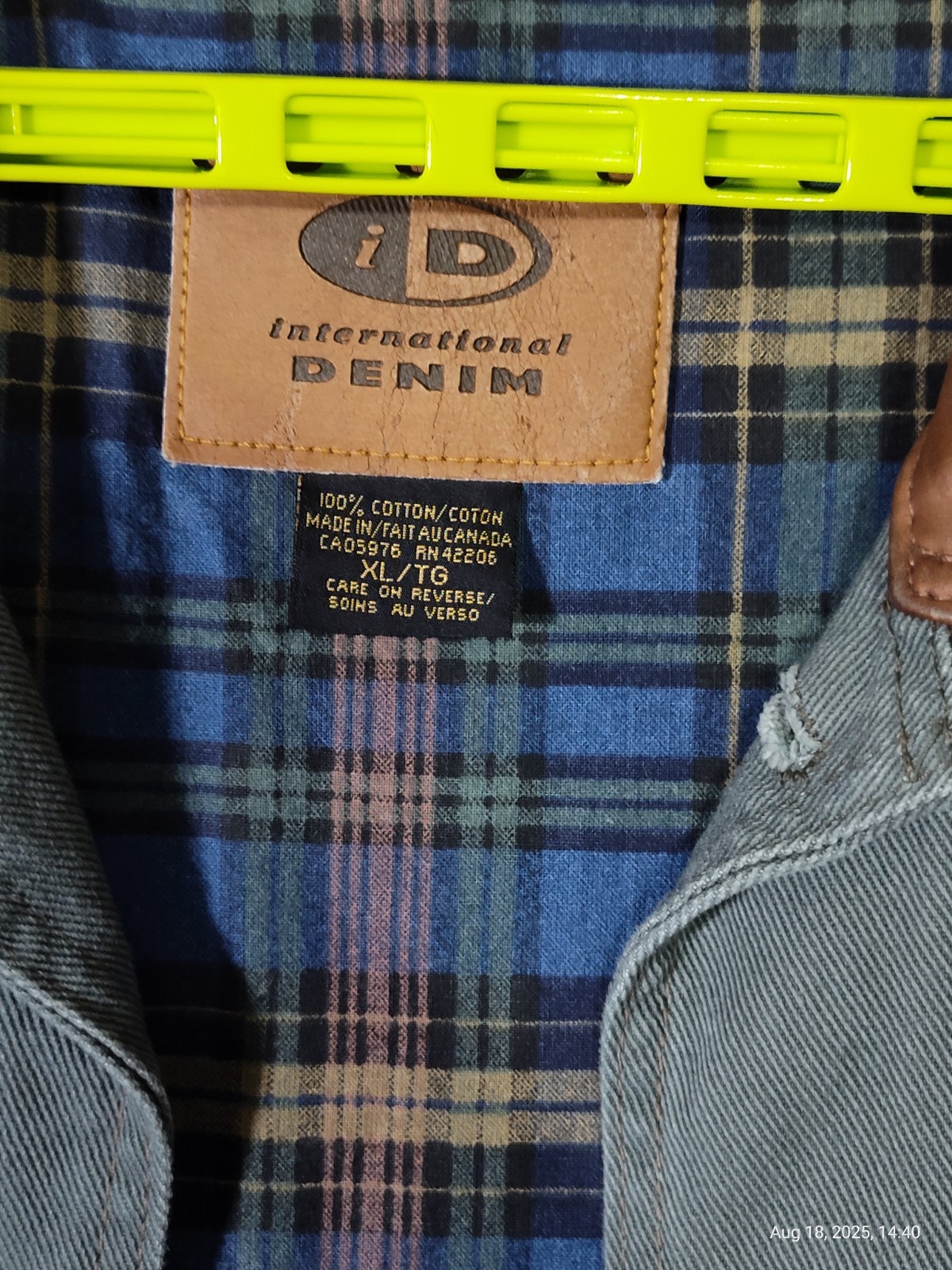 International Denim Chore Coat Lodan w Leather Collar Embroidery & Silk Screened