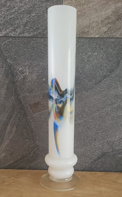 Vintage 70er Jahre ''Schneeflocke'' Vase The Dalian Glass Company 11'' hoch einzelner Stiel