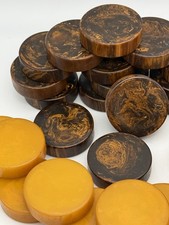 Vintage Marbled Chocolate Brown - Butterscotch Bakelite Backgammon Chips