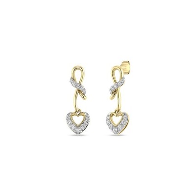 1/4 TCW abgebauter Diamant Forever Herz Ohrhänger 10K Gelbgold bicolor