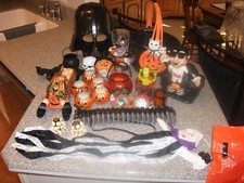 Large lot of Indoor Halloween Display -20 Items and costume pieces.