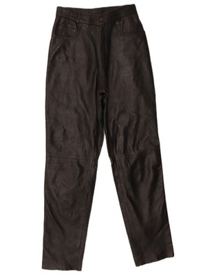 Conbipel Mens High Waist Leather Trousers W26 L29 Black Leather FY15