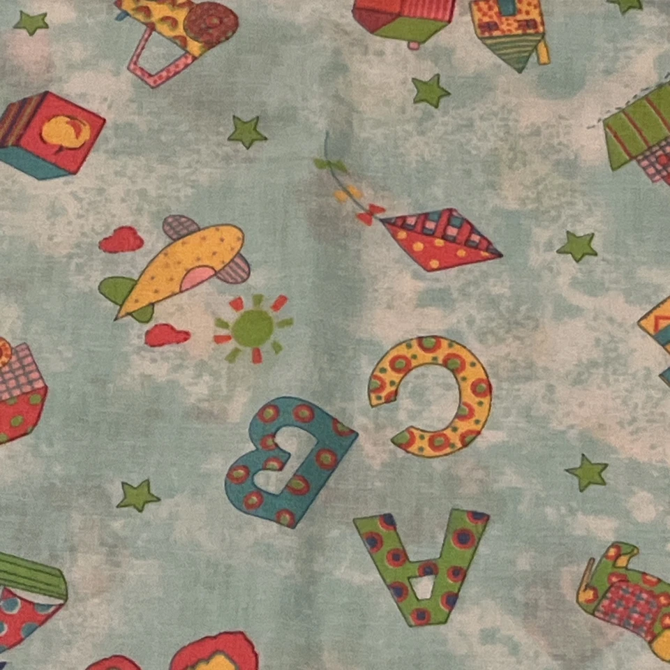 Vintage Concord Fabrics  kids, alphabet, kite, dog shirt Cotton Fabric 2 Yards - Image 3 of 4