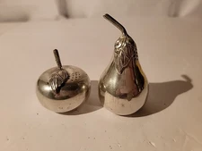 Vintage Kirk Stieff Pewter Apple & Pear Salt & Pepper Shaker Set