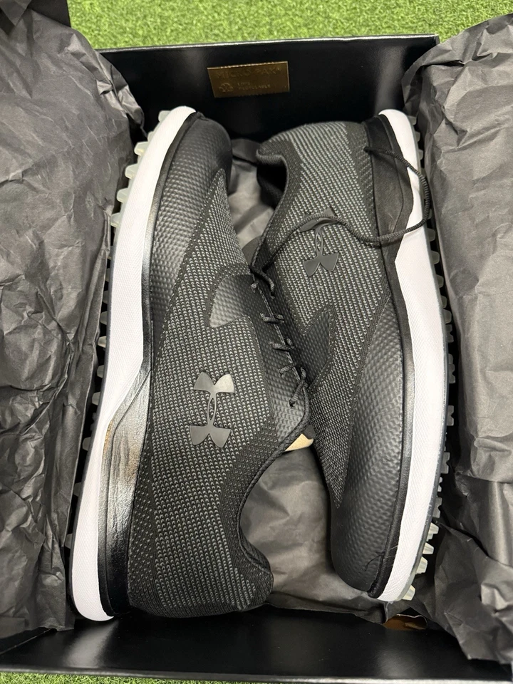 Nuevos zapatos de golf Under Armour Tour WingtipsKnit SL talla 12 negros blancos Foto 4 de 4
