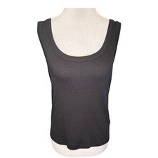 Madewell (Re)generative Cotton Ribbed Scoopneck Tank Jet Black Size Large NWT