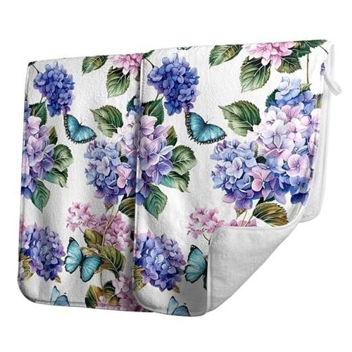 Hand Towels Set - Microfiber Coral Velvet Highly 13.7" x 29.5" Purple Hydrangea