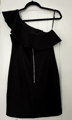 h&m semi formal dresses H&M Dress Womens Size 6 Black One Shoulder Ruffled Bodycon Semi-Formal  Stretch