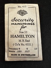 Newall Mainspring 617 for Hamilton 10s Factory No. 6021 - Steel