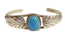 Vtg LMY Larry Moses Yazzie Sterling Silver Blue Lapis Cuff Bracelet Ladies Nice!