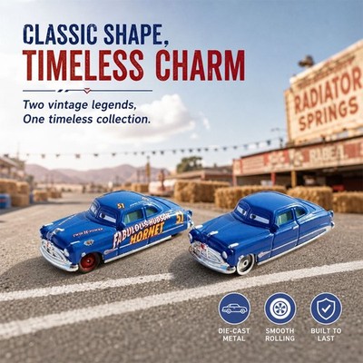 2-Pack Disney Pixar Cars Movie The Fabulous Hudson Hornet DieCast Model Toy Gift