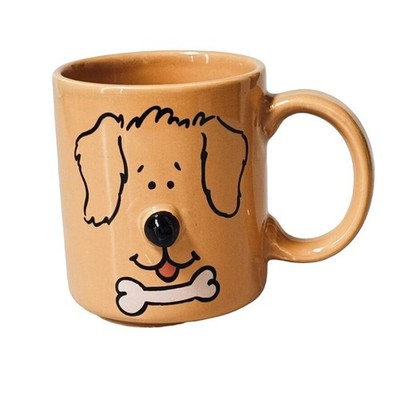 Mug Mount Clemens Pottery  MING YI Dog with Bone 3D Nose Coffee Cup Coral
