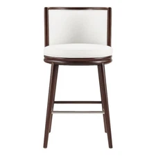 Evalyn Modern Wood Upholstered Barstool in White