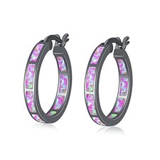 Sterling Silver/Rose Gold/Yellow Gold Plated Hoop Earrings Black