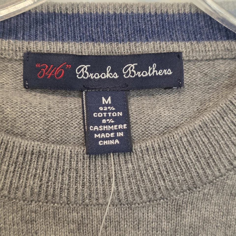 Nuevo con etiquetas Suéter Brooks Brothers 346 Gris Cuello Redondo Niños Mediano Algodón Cachemira Foto 4 de 4