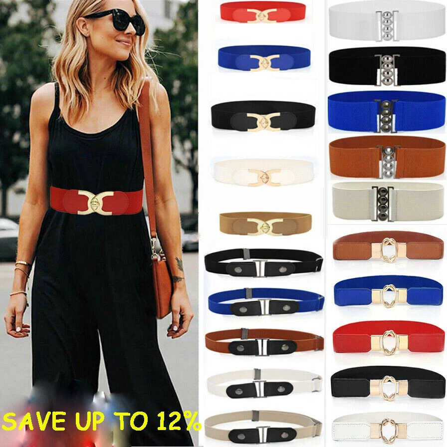 Women Ladies Wide Fashion Belt Women Black Cinch Waist Belt Elastic Stretch  Gift