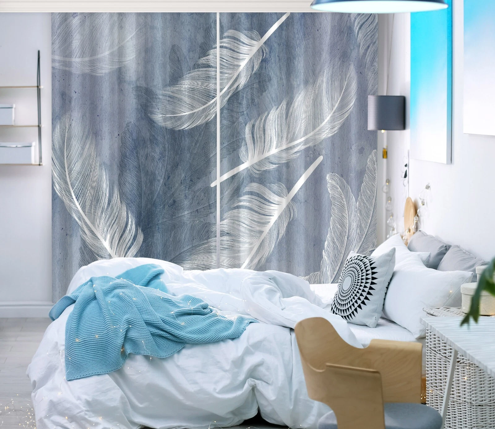 3D Simple Feather ZHUB098 Photo Curtain Window Blockout Fabric Vera 2023