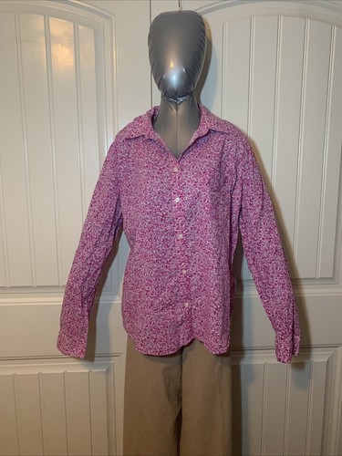 IZOD Shirt Womens Lightweight Pink Floral Cotton Long Sleeve Button Up Size XL
