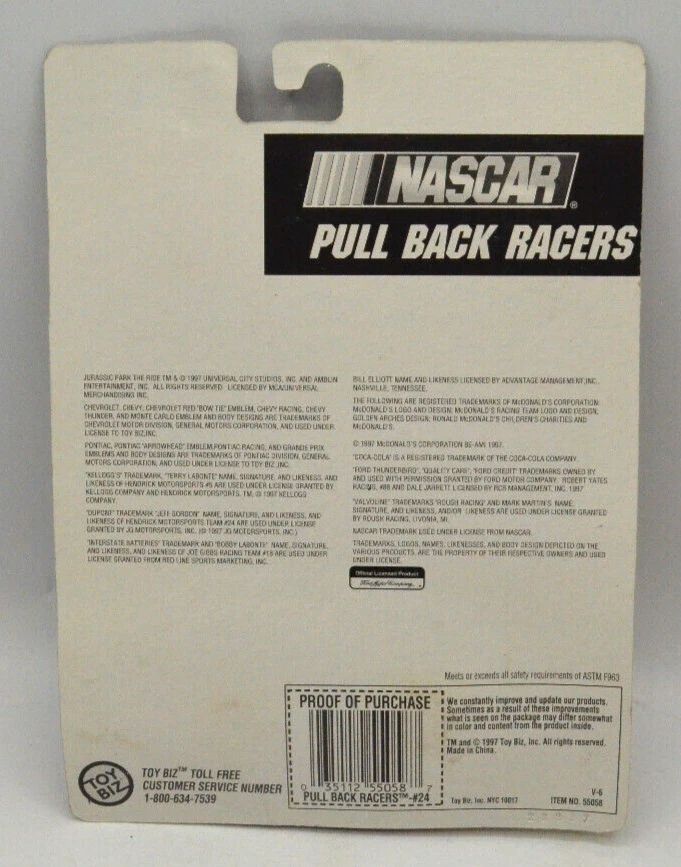 1997 toy biz nascar pull back racers Jeff Gordan #24 new - Image 2 of 2