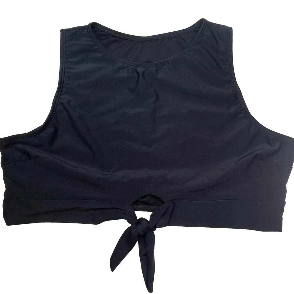 Shein 2XL Black Sleeveless Crop Tank Top Front Tie Detail Stretch