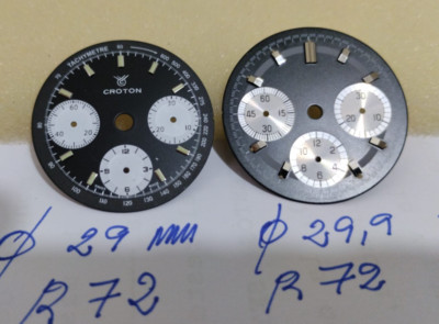 NOS Chronograph Swiss Made 2 Dials for Valjoux 72 - Croton - Tritium-Top vintage