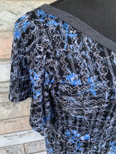 Free People Blue Ruffled sleeve One Shoulder Short Sleeve T-Shirt Woman’s Sz M - Picture 7 of 9
