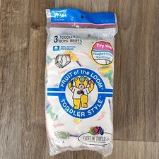 Vintage 1992 Fruit Of The Loom 3 Pack Toddler Boys Briefs 2T/3T 27-34 Lbs Cotton
