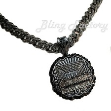 Iced Black Large Last Supper Pendant 16" 24" Full Iced Cuban Chain Necklace