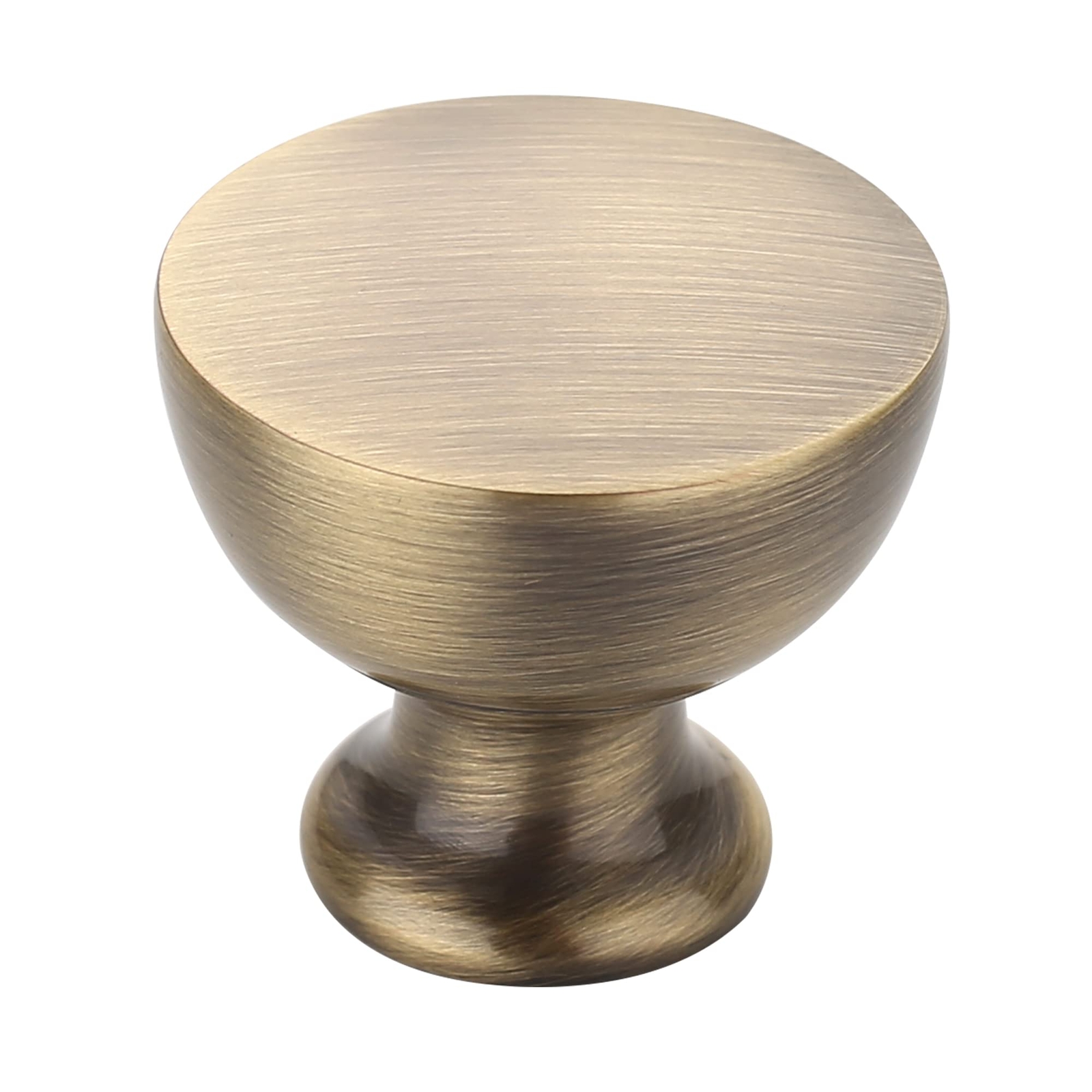 10 Pack Brushed Antique Brass Cabinet Knobs 1-1/4 Inch Kitchen Hardware