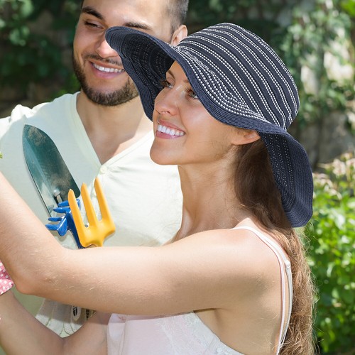 Womens NAVY Beach Hats Striped Floppy 