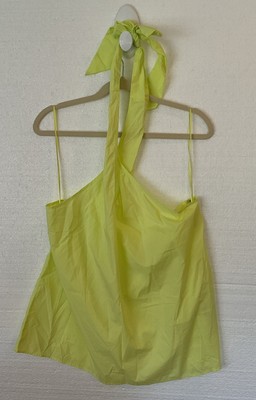j crew Bow-back halter top Women XXL Neon Green Keyhole Adjustable Beachy Boho