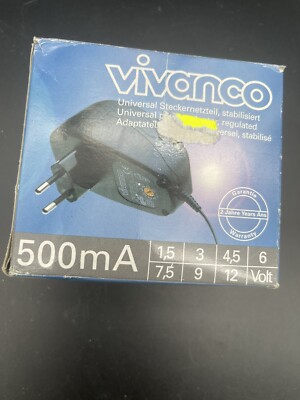 Vivanco 230v-1.5to12V DC 500mA European Plug Univ with multiple voltage and tips