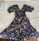 scanlan theodore navy dress 10 black and white flora and fauna print jaw string