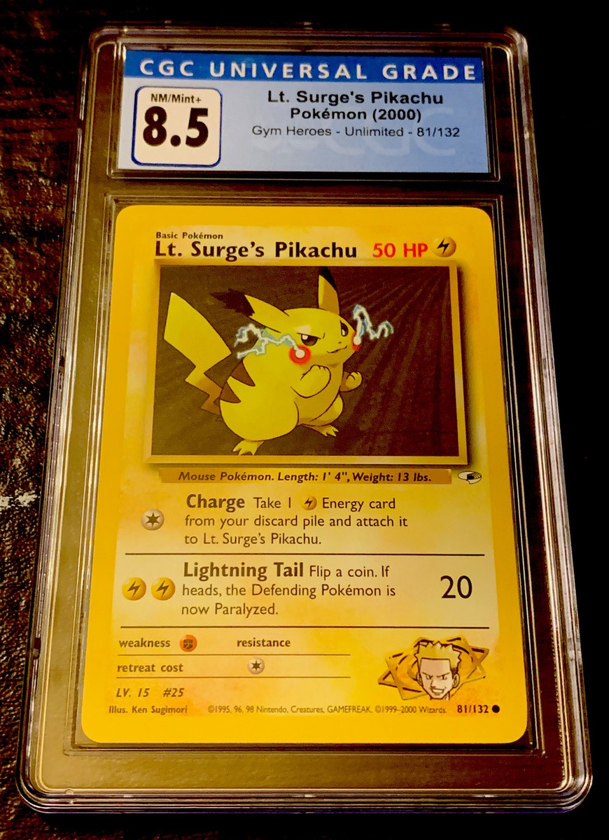 2000 POKEMON GYM HEROES LT SURGE'S PIKACHU #81 -CGC 8.5 NM/MINT+
