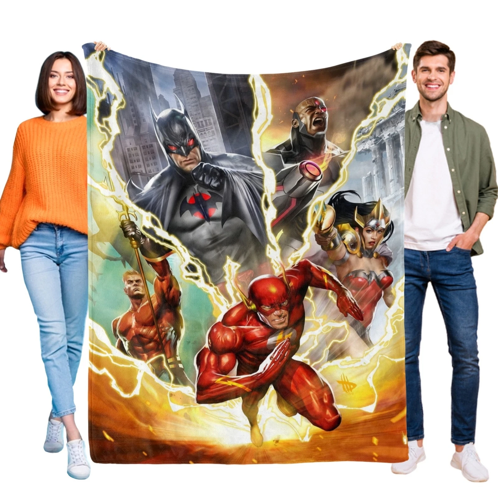 Justice League Flannel Blanket, Soft Bed and Sofa Throw