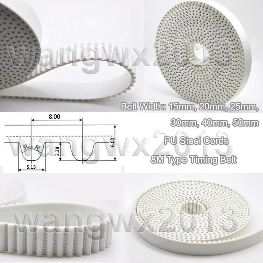 HTD8M Open Timing Belt Polyurethane With Steel Wire Width 15/20/25/30/40/50mm 1m - image 3 of 4