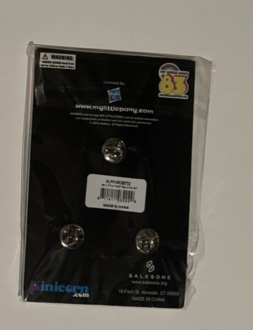 Spilla My Little Pony 83 Set di 3 Cappello Bavero Comic Con Comiccon 2018 Esclusiva Nuova