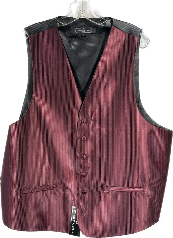Bruno Piattelli Roma Men's Burgundy Vest Set 4 Piece Tie Bow Tie Hanky Size XL - Image 2 of 4