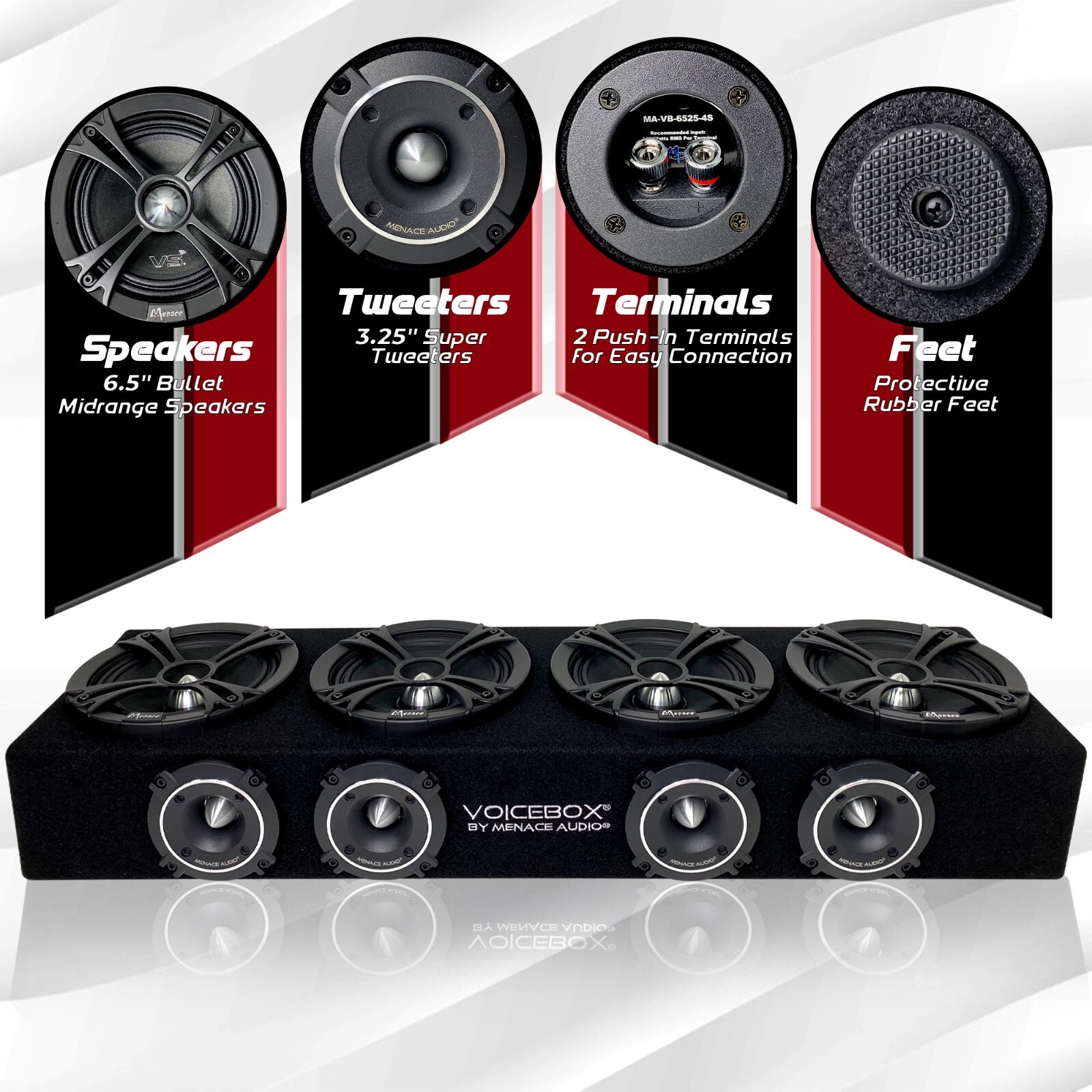 Menace Audio®의 VOICEBOX® - (MA-VB6525-4S) 4인치 - 6.5인치 미드레인지 인클로저 - 실버 2