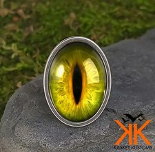 Cat Eyeball Ring - Realistic Taxidermy Animal Eye Handmade Jewelry - 32-E