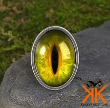 Cat Eyeball Ring - Realistic Taxidermy Animal Eye Handmade Jewelry - 32-E