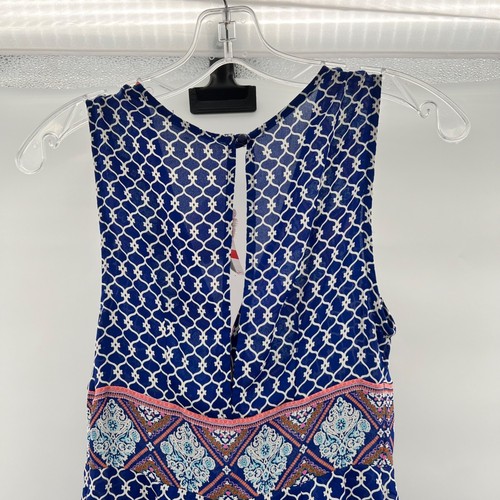 Soprano Women's Sleeveless V-Neck A-Line Dress Blue/Multi Mixed Print XS New - Picture 7 of 9