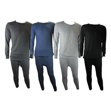 Men's Thermal Base Layer Long Johns Cotton Blend Top And Bottom Set