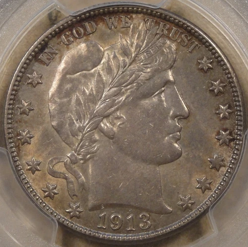 1913-S Barber Half Dollar 50c PCGS Certified AU58