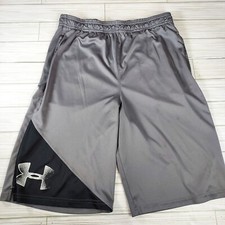 Under Armour Kids Boys Shorts Youth Size YXL/JTG/EG Gray Big Logo Elastic Waist