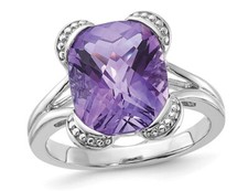 5.33 Carat ctw Amethyst Ring in Polished Sterling Silver