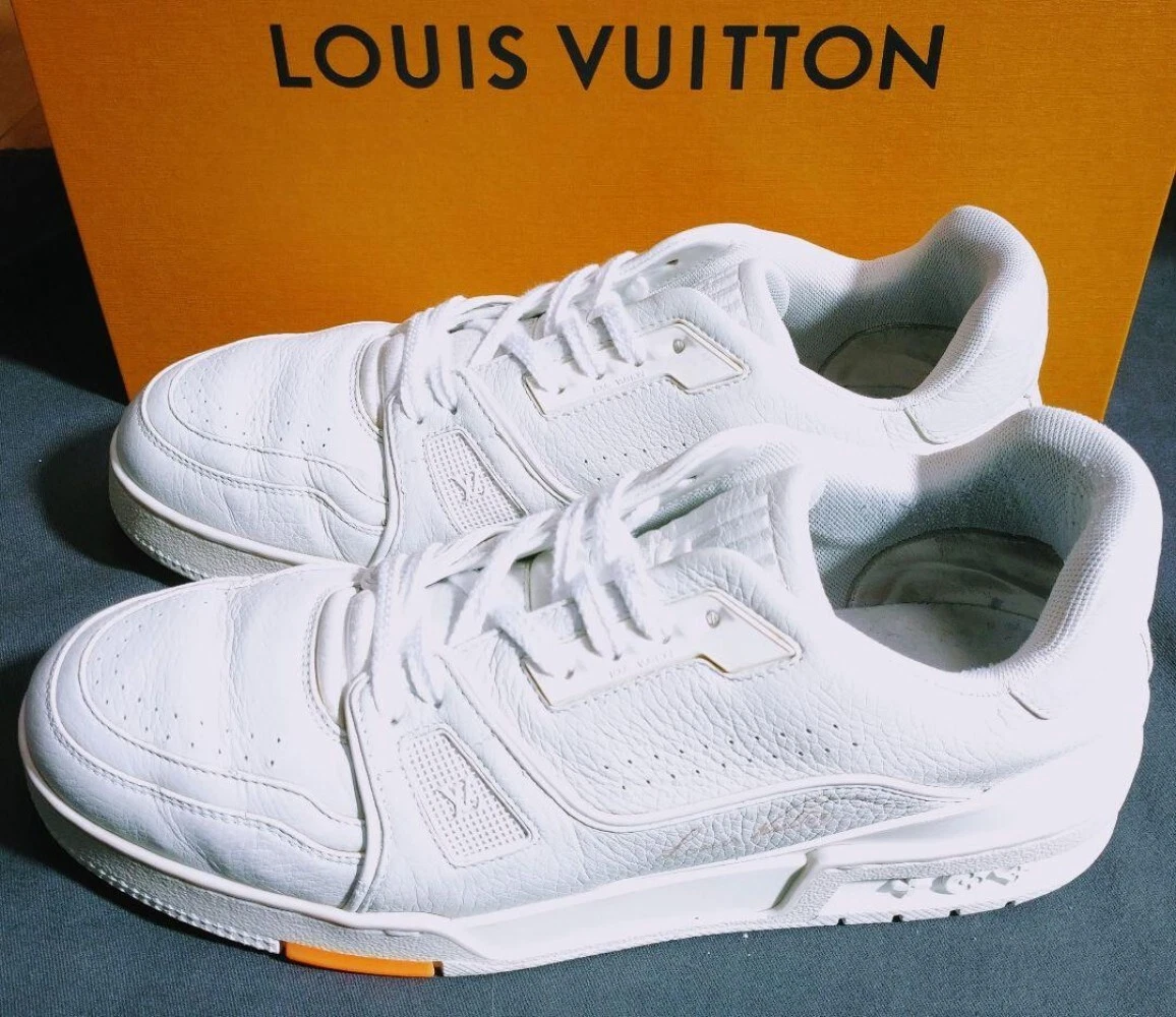 LOUIS VUITTON Line Sneakers Shoes 7 White Authentic Men Used from Japan