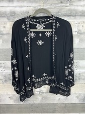 Forever 21 Large Open Cardigan With White Embroidery