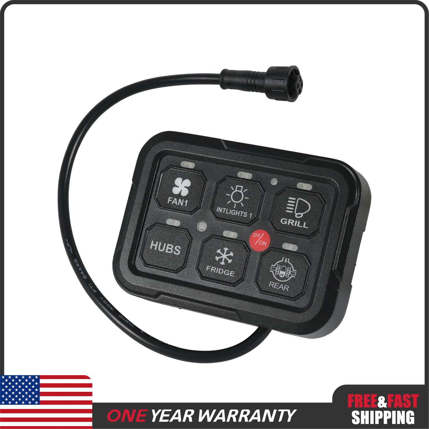 6 Gang Switch Panel Dimmable 720W Circuit Relay System LED Bar CAR Boat New