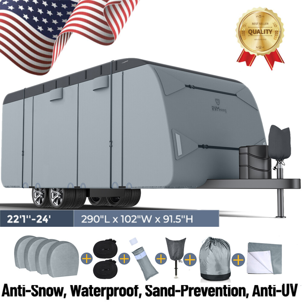 7Ply Heavy Duty Travel Trailer RV Cover Waterproof AntiUV Fits Camper 18'34' eBay